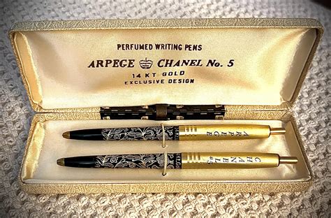 chanel 5 24 kt gold pen|arpege chanel pen set.